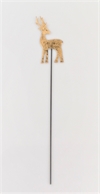  Stikpynt i dekorationer m.m. Metal Hjort på metalpind. Hjorten måler ca. 8,5 x 4,4 cm. Guld / sort